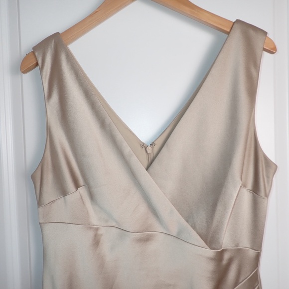Lauren Ralph Lauren Champagne Faux Wrap Dress Sleeveless Satin size 10 - Picture 2 of 16